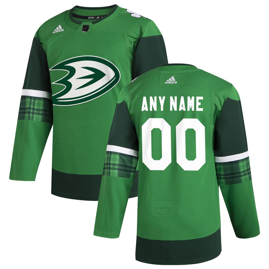 Cheap Anaheim Ducks Men Adidas 2020 St. Patrick Day Custom Stitched NHL Jersey Green
